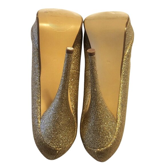 GUESS | Glitter Gold Platform High Heels - Picture 9 of 9